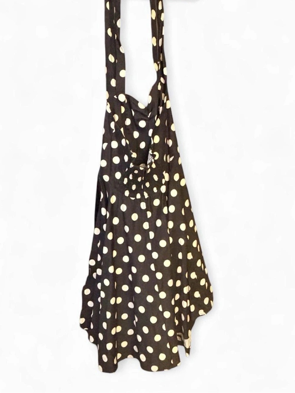 Black & White Polka Dot Halter Maxi Dress – Size Large - Picture 2 of 3